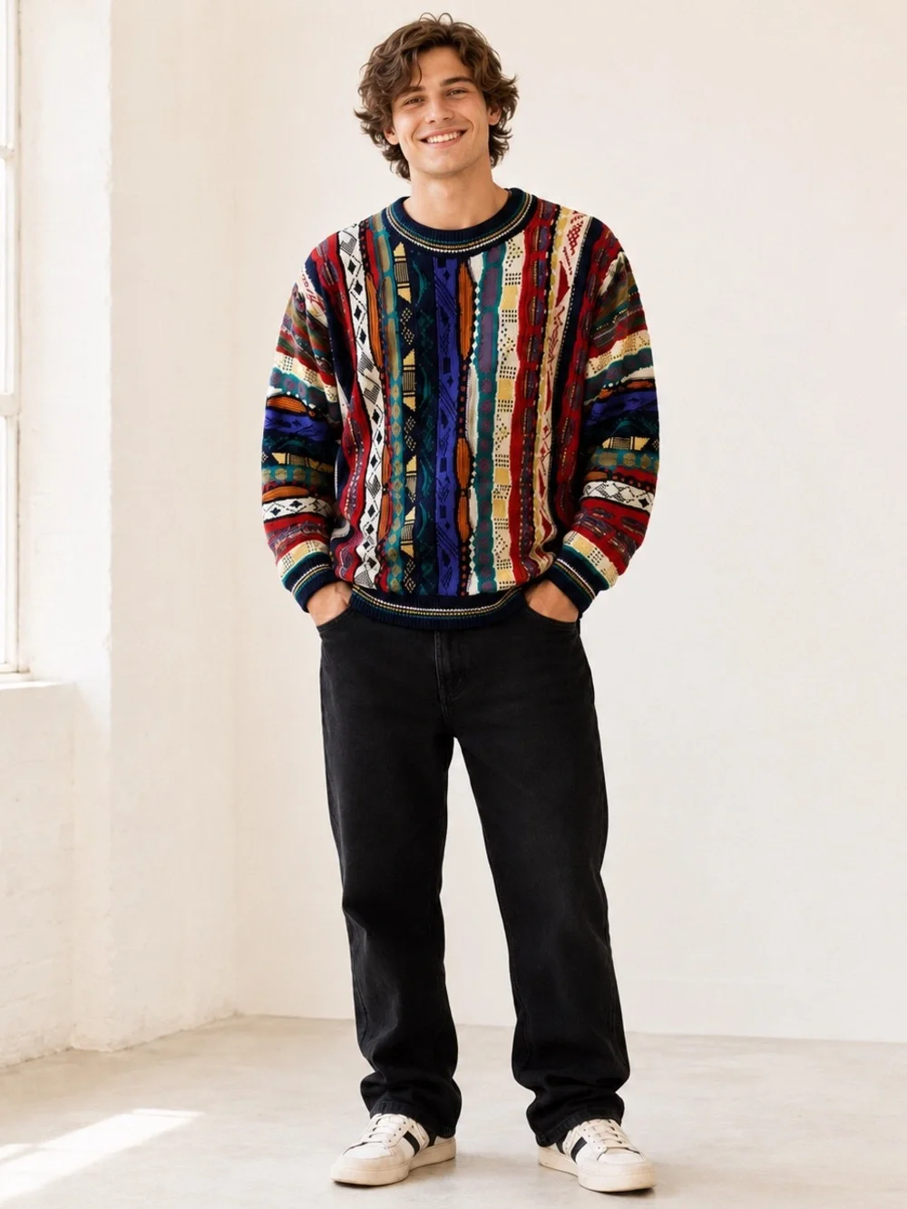 Vintage Cotton Traders 3D Textured Multicolor Knit Sweater